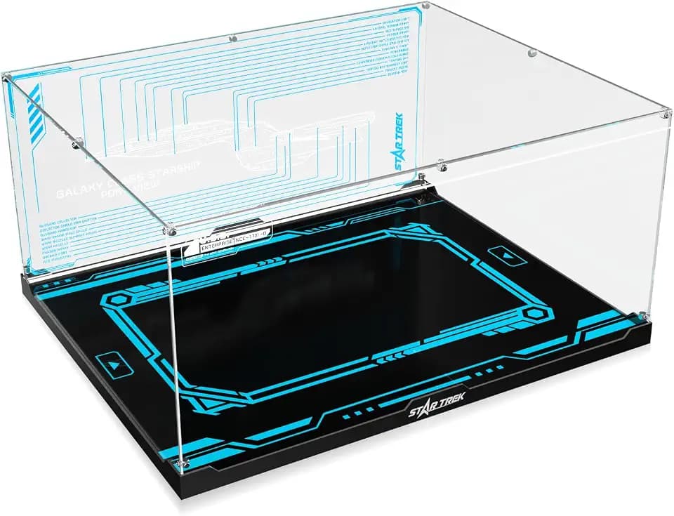 Acrylic Display Case Compatible with Lego 10356 U.S.S. Enterprise NCC-1701-D, Transparent & Dustproof Acrylic Display Box with Clear Background & LED Light (Box Only, No Models)