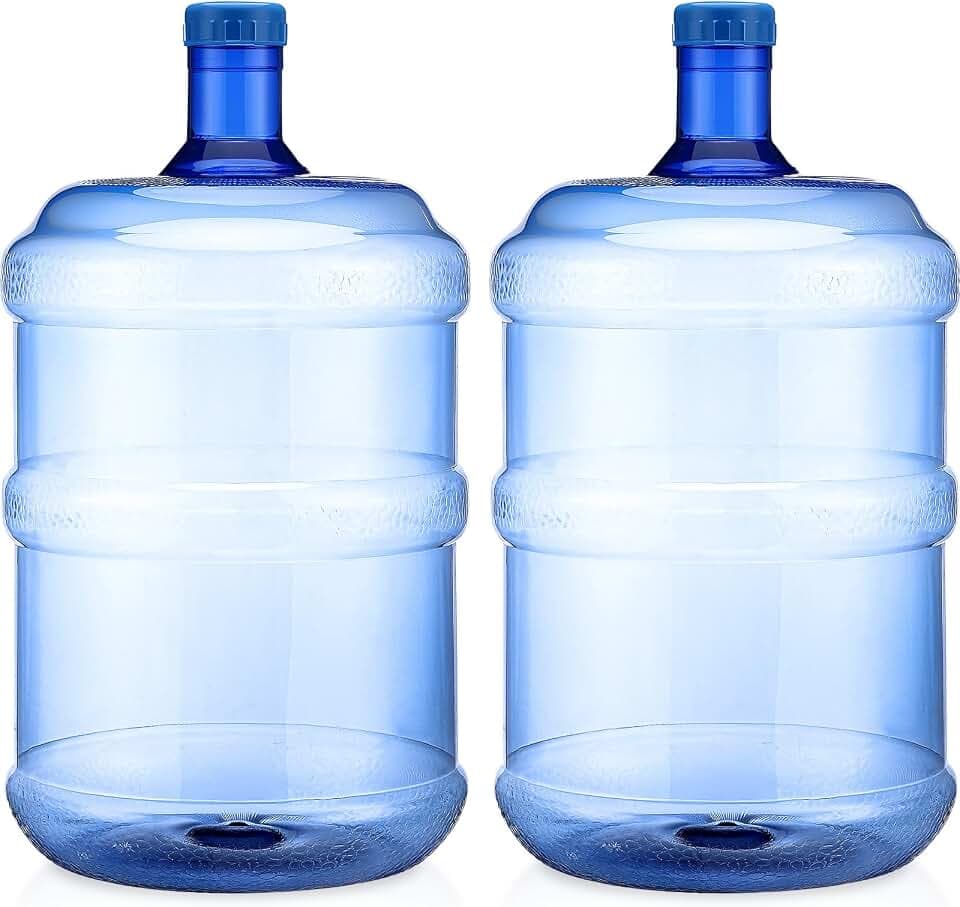 Bokon 2 Pieces 5 Gallon Water Jugs Round Plastic Water Bottle with Handle Screw Cap Reusable Large Capacity Bottle for Camping Outdoor Travel Gym Use