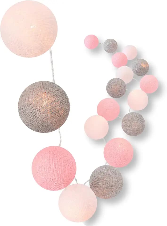 CREATIVECOTTON LED Lichterkette mit Cotton Balls inkl. Timer und Dimmer (20 Kugeln, Home Sweet Home)