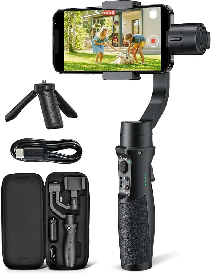 hohem Smartphone Gimbal Stabilisator - Stabilisator iSteady Mobile Plus 3-Achsen für Videoaufnahmen mit Gesichts-/Objektverfolgung, 600 °Auto Rotation, Handy Gimbal für Android iPhone 15,14,13 PRO