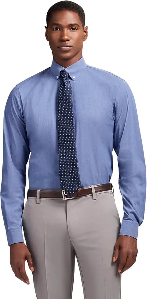 Izod Men's Slim Fit Dress Shirt Long Sleeve Wrinkle Free Stretch Button Down Collar