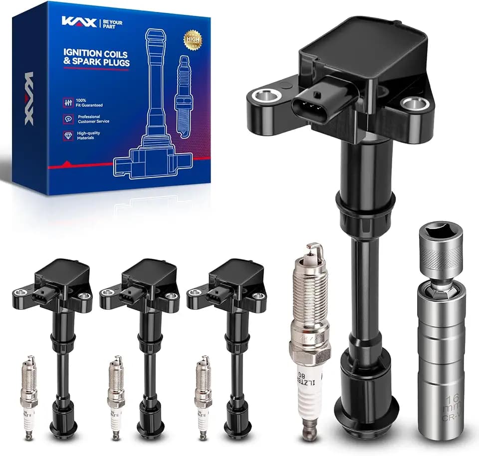 KAX 4 Ignition Coils & 4 Spark Plugs Set for Ford Escape 2013-2016 1.6T