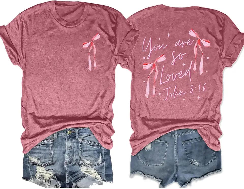 LHBNK Christian Tshirt for Womens Christian Bow Shirt Religious Faith Tshirts You are So Loved Shirt Tops