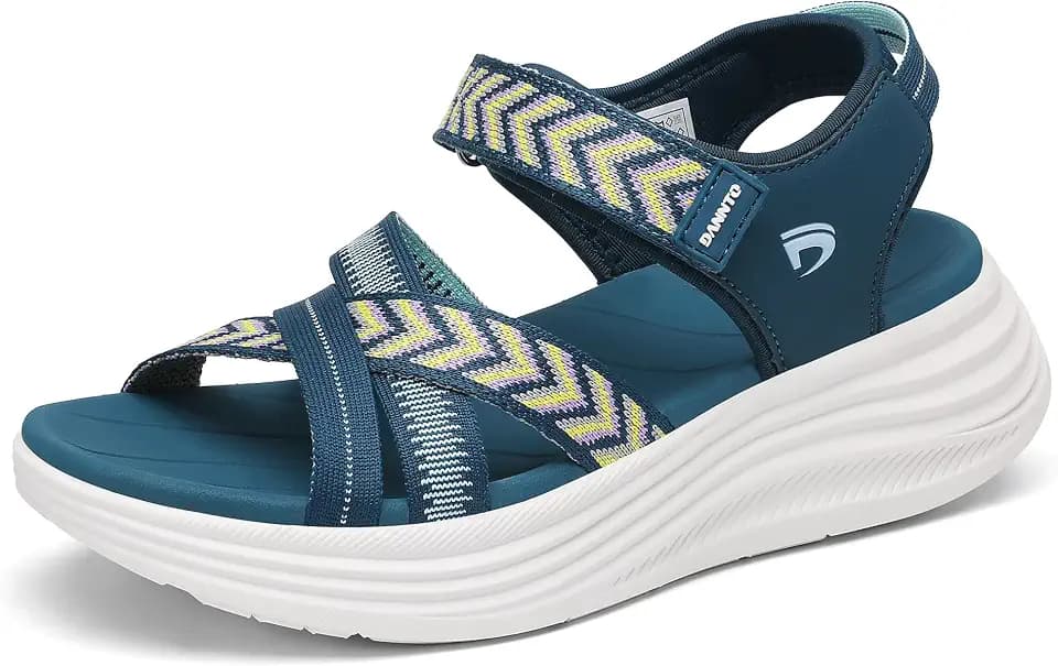 Dannto Women's Platform Walking Sandals with Adjustable Buckle
