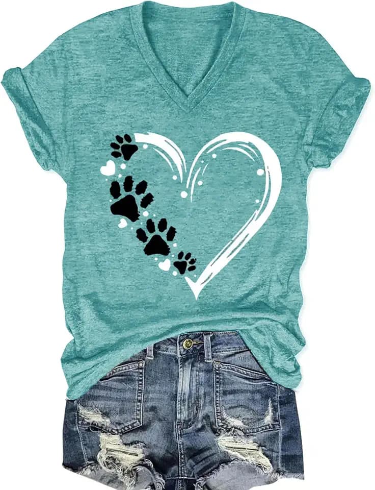 Vintage Boho Tops for Women V-Neck Flowers Shirt Spring Graphic Tees Floral Print Summer Casual Short Sleeve Tshirt Top