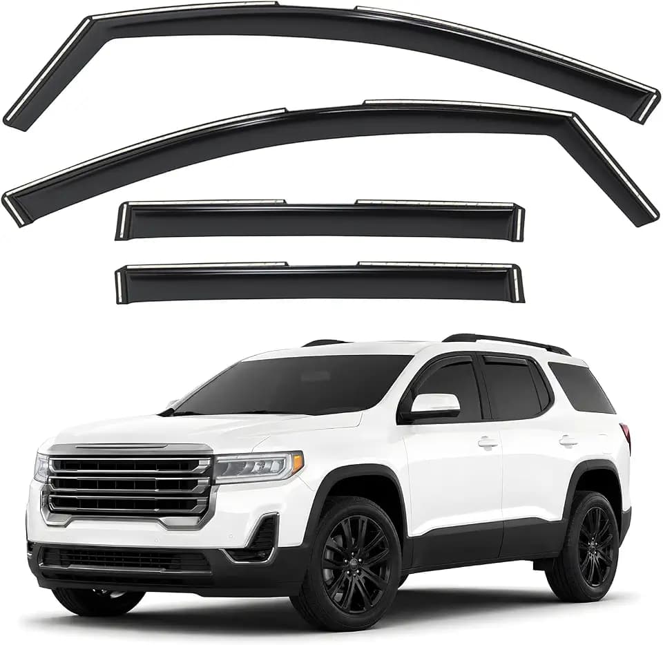 Window Deflectors Smoke Tinted in-Channel Side Window Vent Visor Deflectors Rain Guards Compatible with GMC Acadia 2017-2023 - 4 pcs. GW0842