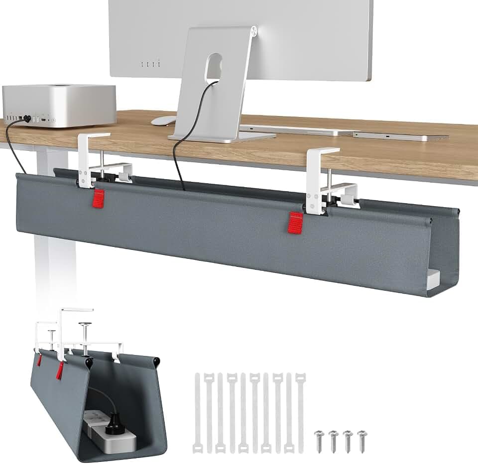 Univivi No Drill Under Desk Cable Management Tray, 36 inch Cable Management