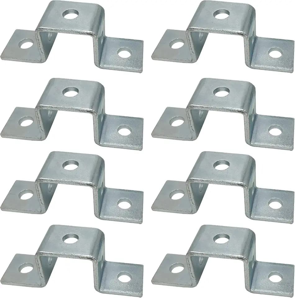 8 Pack - 5 Hole, U Shaped Connector Bracket for All 1-5/8" Strut Channel - Heavy Duty, Electro-Galvanized (8)