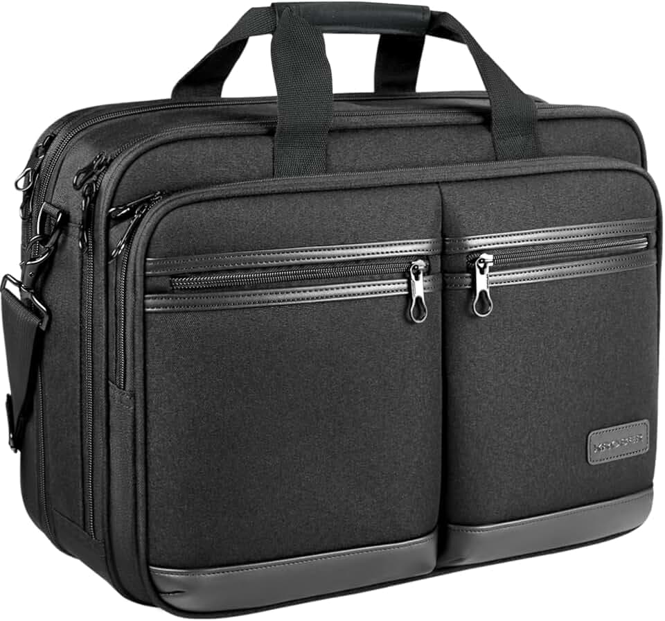 KROSER Laptoptasche Stilvolle Schultertasche Passt bis zu 17,3 Zoll Aktentasche Erweiterbare Wasserdicht Umhängetasche mit RFID-Taschen für Geschäft/Reisen/Schule/Männer/Frauen MEHRWEG