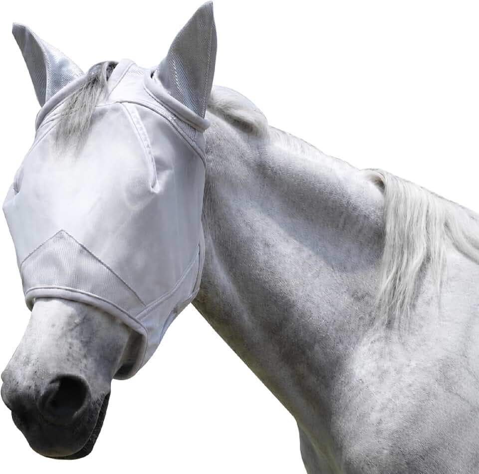 Fliegenmaske Pferd mit Ohren & Schopfloch – Atmungsaktives Mesh & UV-Schutz