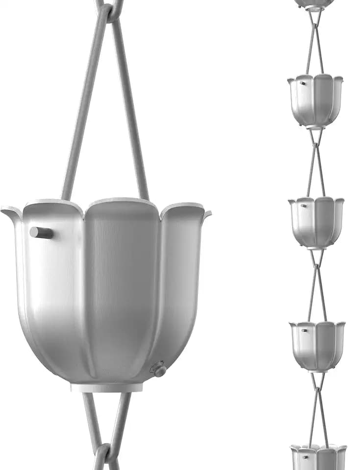 Rain Chains Direct - Flutes Rain Chain - 8.5 FT - Milled Aluminum - Premium Rain Chains for Gutters