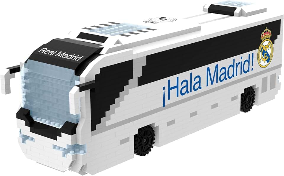 FOCO Offizielles Lizenzprodukt Real Madrid CF BRXLZ-Steine 3D-Fußball-Reisebus Bau-Set