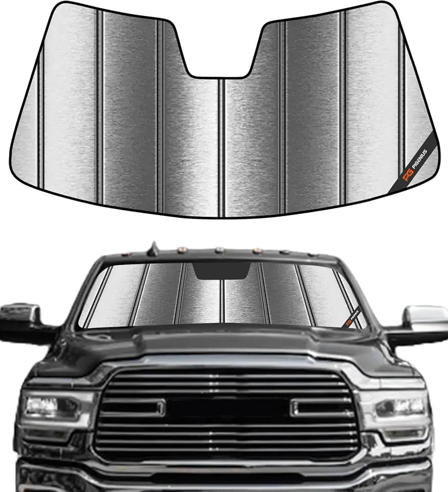 Pigenius Windshield Sunshade for Ram 2500/3500/4500/5500 2019-2024 with 10 inch Wide Sensor- Metallic