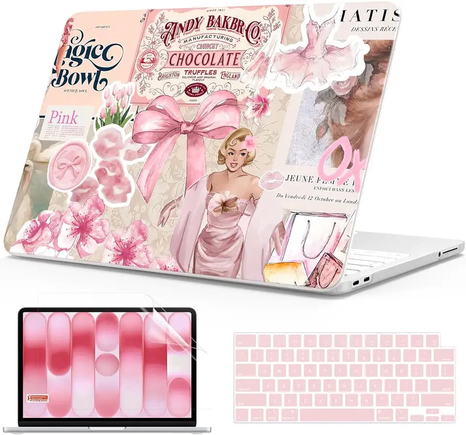 B BELK for MacBook Neo Case 13 inch 2026 Release A3404, Blush Pink Collage