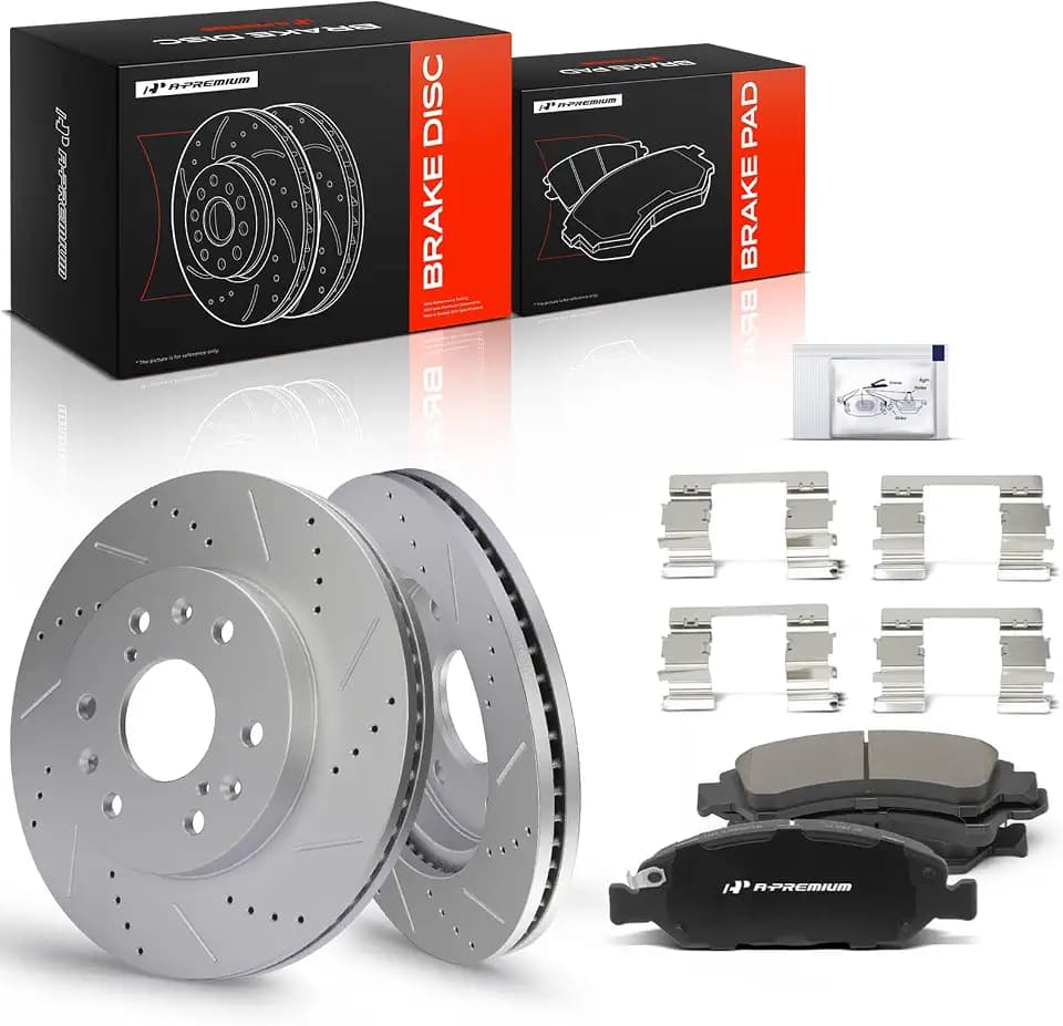 A-Premium 12.99 inch (330mm) Front Brake Rotors & Ceramic Pads Kit, 6-Pack