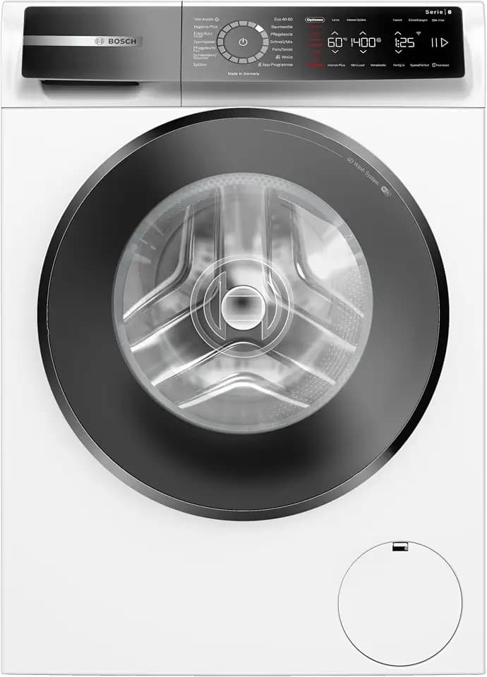 Bosch WGB244040 Serie 8 Smarte Waschmaschine, 9 kg, 1400 UpM, Made in Germany, Active Water Plus Energie- und Wasserersparnis, Iron Assist Dampf zum Entknittern, Mini Load