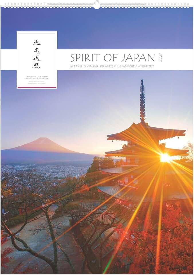 Spirit of Japan 2027: Wandkalender 50x70 cm mit japanischen Kalligraphien, sprachneutralem Kalendarium und Spiralbindung