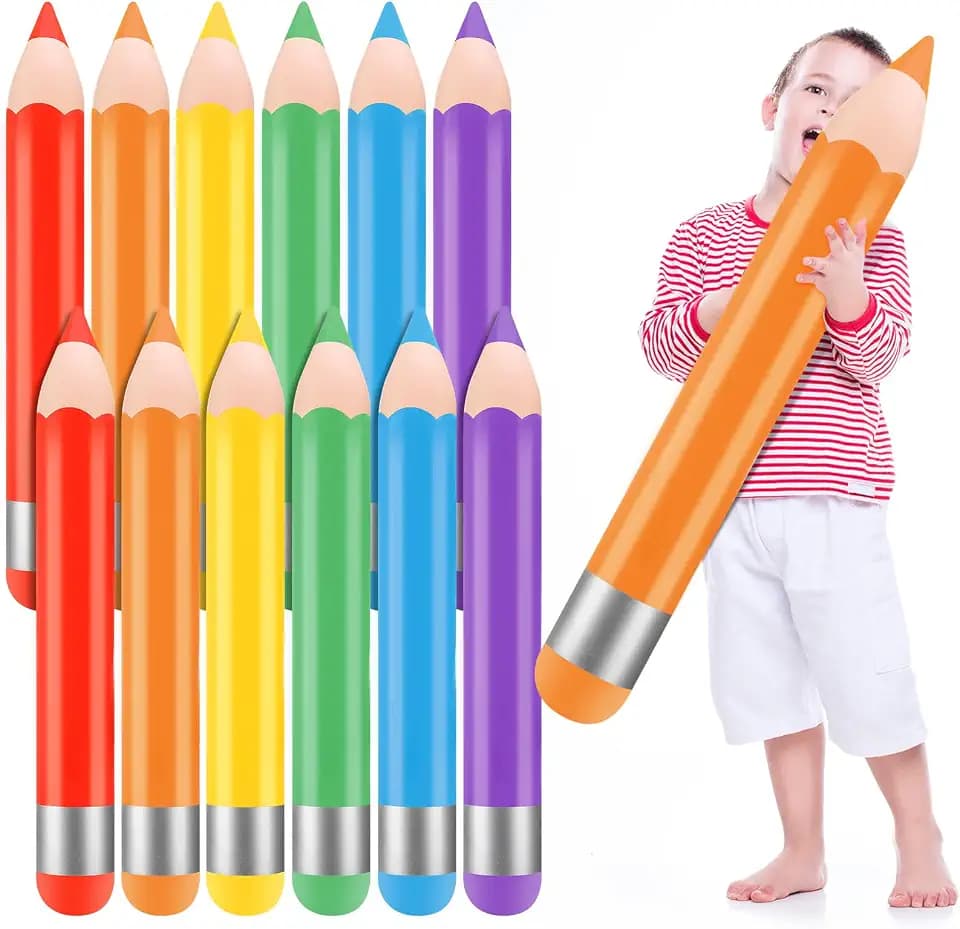 Blueweenly 12 Pcs 27" Back to School Inflatable Pencil Balloon