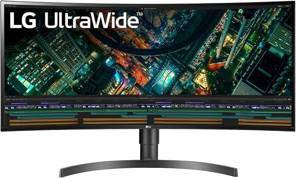 LG 34WN80C-B 86,36 cm (34 Zoll) Curved QHD UltraWide Monitor (IPS-Panel, HDR10, USB-C), Mattschwarz