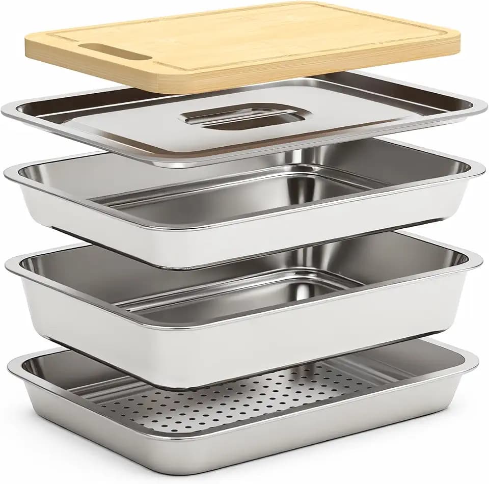5-in-1 Grilling Prep and Serve Trays with Mesh Tray, Grill Carry System