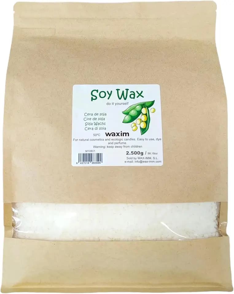 WAXIM Sojawachs Kerzenwachs zum Gießen | Wachs für Kerzen selber machen in Perlen 2.500 g | Kerzenwachs Granulat | Pflanzliche Basis für Behälter | Gleichmäßiges Schmelzen und Saubere Verbrennung