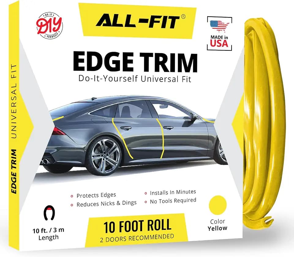All-Fit Automotive Car Door Edge Protector Made in the USA (10 Ft - Yellow)