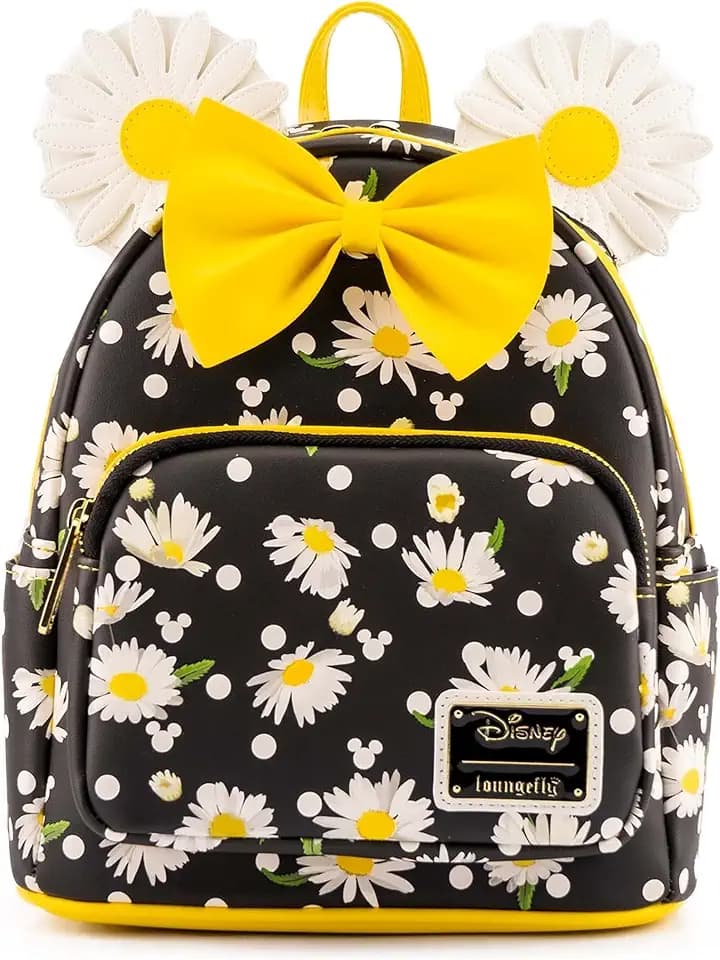 Loungefly Minnie Mouse Daisies Mini Backpack BlackWhiteYellow