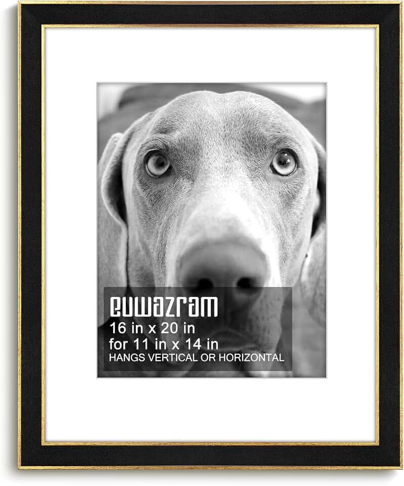 16x20 Poster Frame with Mat for 11x14, Suede Black