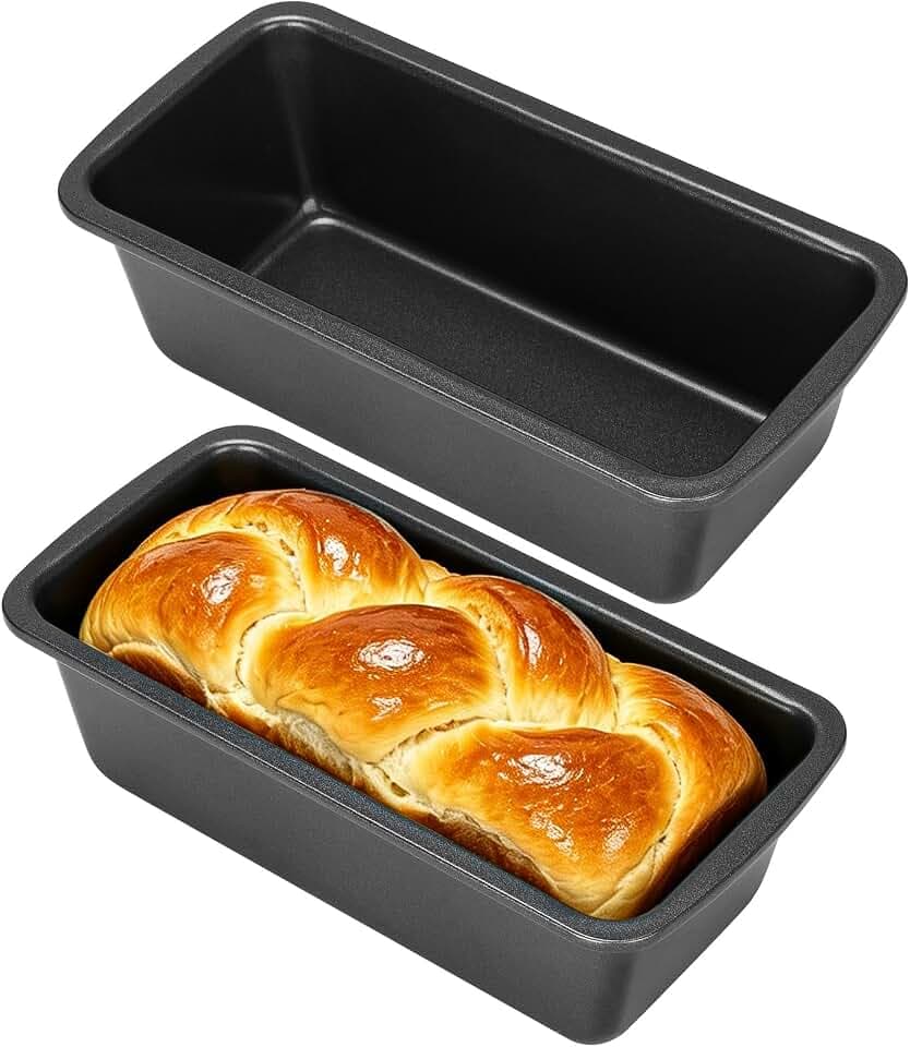 AiQInu 2 Stück Brotbackform, 19x9x6cm Kastenform Kuchen, Backformen mit Antihaftbeschichtet für Ninja Heißluftfritteuse, Gleichmäßiges Backen, Schwarz