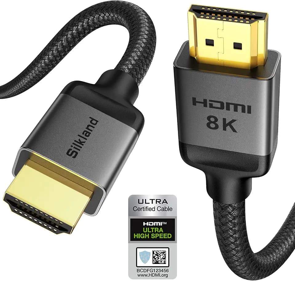 Silkland Certified HDMI 2.1 Cable 1.5FT Short, 48Gbps 10K 8K Soft Braided