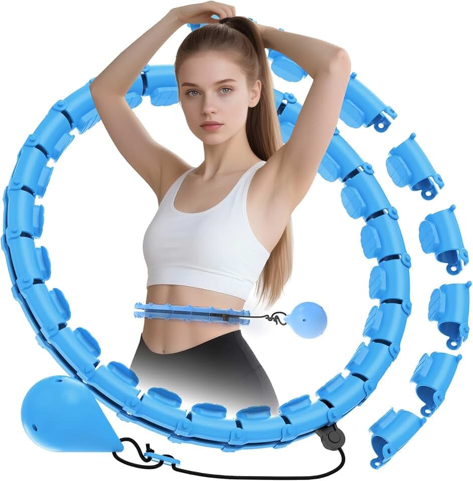 JLoibao Smart Hoop Reifen Erwachsene mit Gewicht Kugel, 24 Knoten Umfang (74-120cm) Abgebauter Fitnessreifenl, Hullahub Reifen Zum Abnehmen für Erwachsene und Anfänger