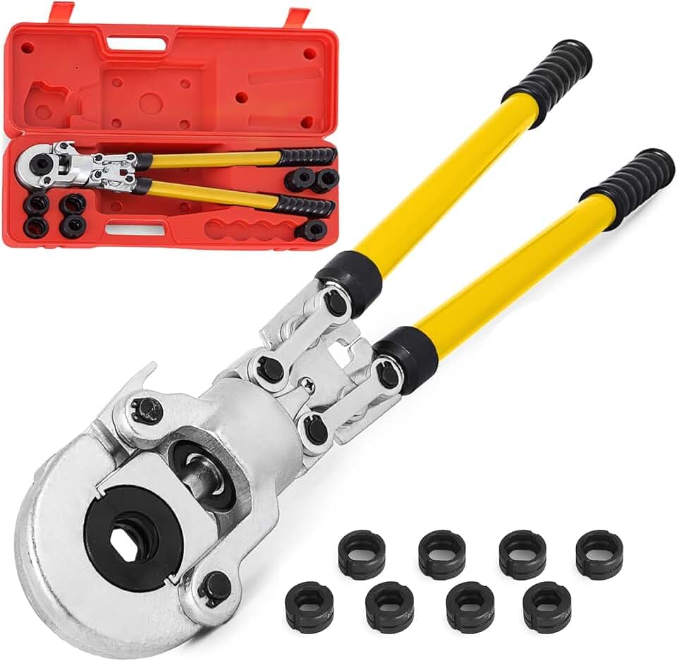 VEVOR Presszange U16 U20 U25 U32 TH16 TH20 TH26, TH32 mm Crimpzange Presszange 6 T Druckkraft Rohrpresszange mit um 360° Drehbarem Kopf und Ergonomischem Griff Rohrcrimpzange Tragbar Ø16-32m