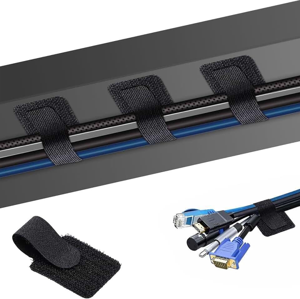 SURFOU 60 Stück Kabelhalter Selbstklebend, Kabelmanagement, Schwarz