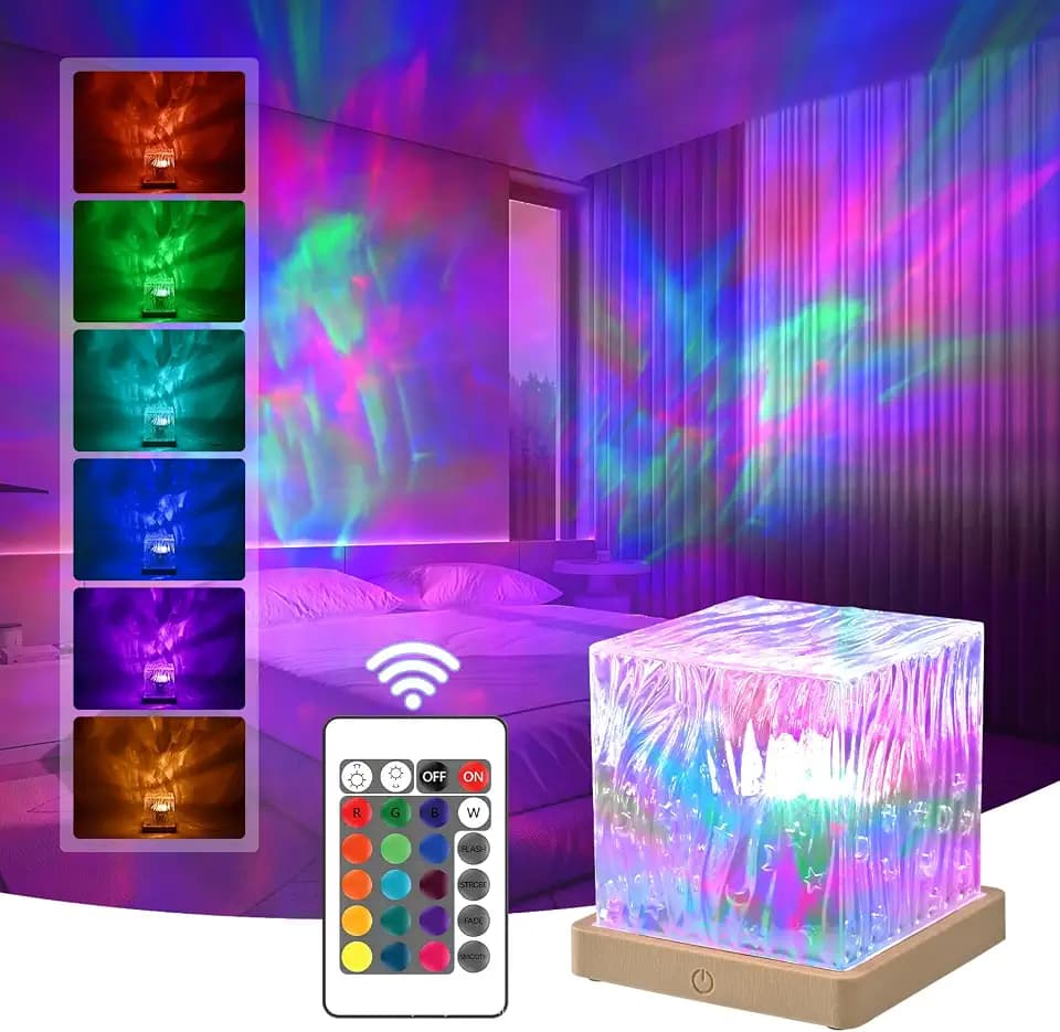 Nordlichtprojektor, Northern Lights Stimmungslampe, Würfelprojektionslicht, Farbverlauf, 16 Farben, Fernbedienung für Decke, Kinder, Schlafzimmer, Projektor