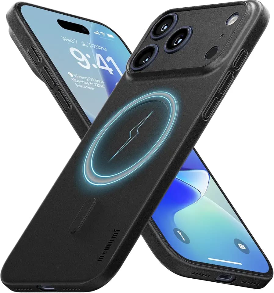memumi Ultra Thin with Magnetic Case for iPhone 17 Pro Max, Super Lightweight 0.3mm Matte with Camera Full Protection for iPhone 17 Pro Max Magnetic Case Compatible with Mag Safe in Minimalist Black