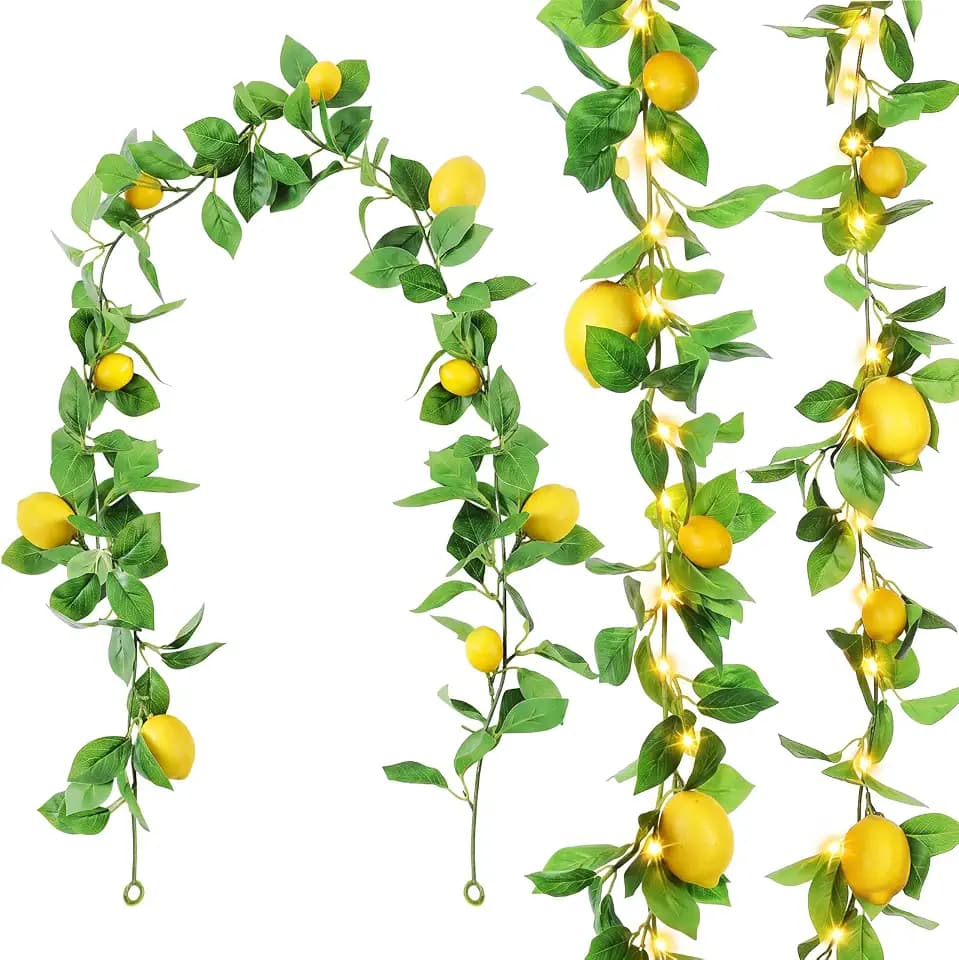 5.74 ft Artificial Lemon Garland, 3 Pcs, Classic Style