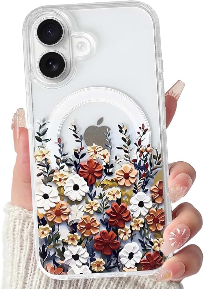 Lovmooful Magnetic for iPhone 16 Case Cute Flower-Color Floral
