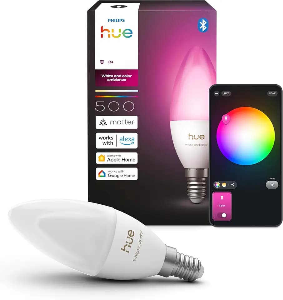 Philips Hue Smart LED-Kerzenlampe, B39, E14, 1er Pack