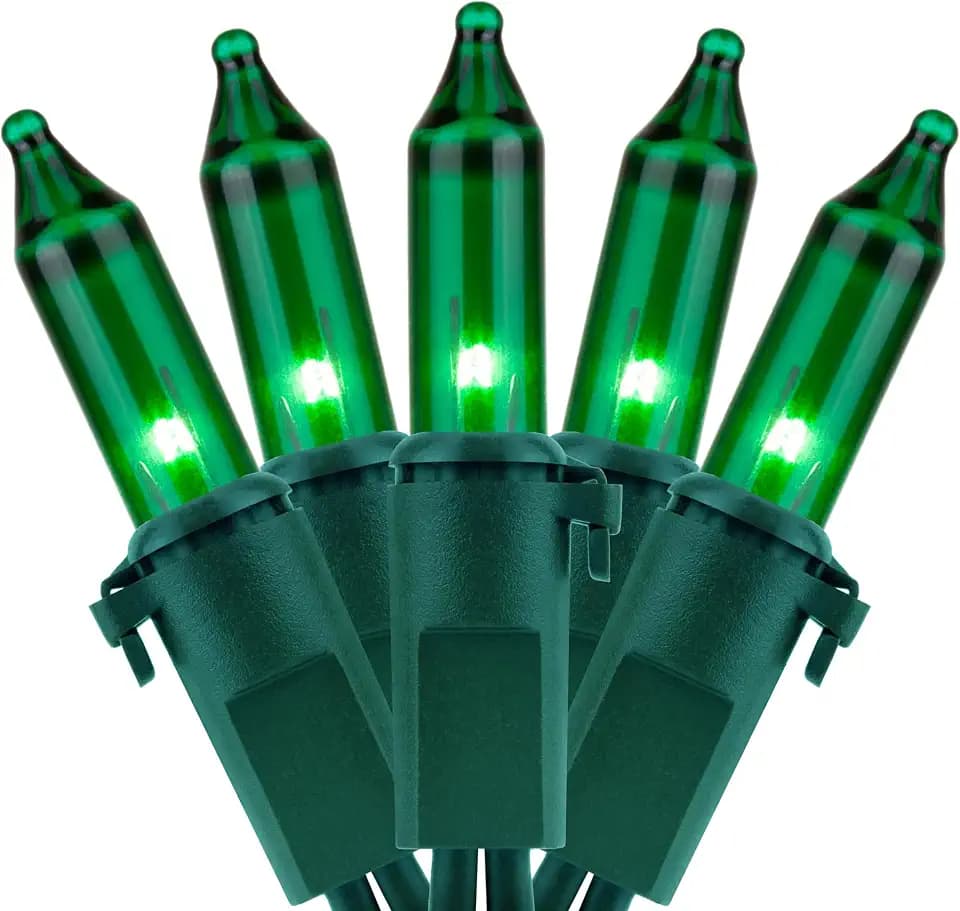 YULETIME 200 Green Christmas String Lights, 2-Set 33 ft 100 ct Green Wire