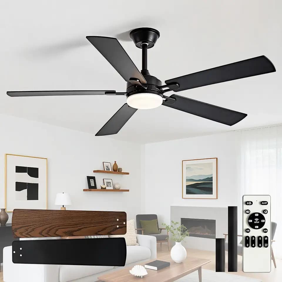 Depuley 52 Inch Ceiling Fans with Lights: Remote Control with 5 Blades