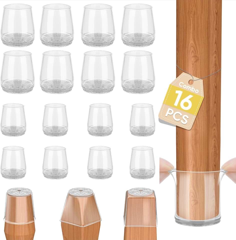 BALEINE 16PCS Silicone Chair Leg Floor Protectors for Hardwood Floors
