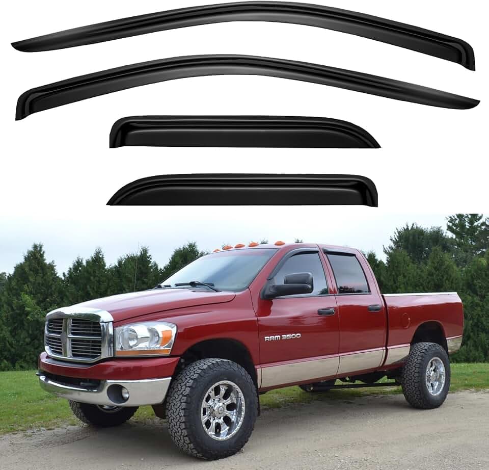 Window Visors Rain Guards for 2002-2008 Dodge Ram 1500 Quad/Extended Cab