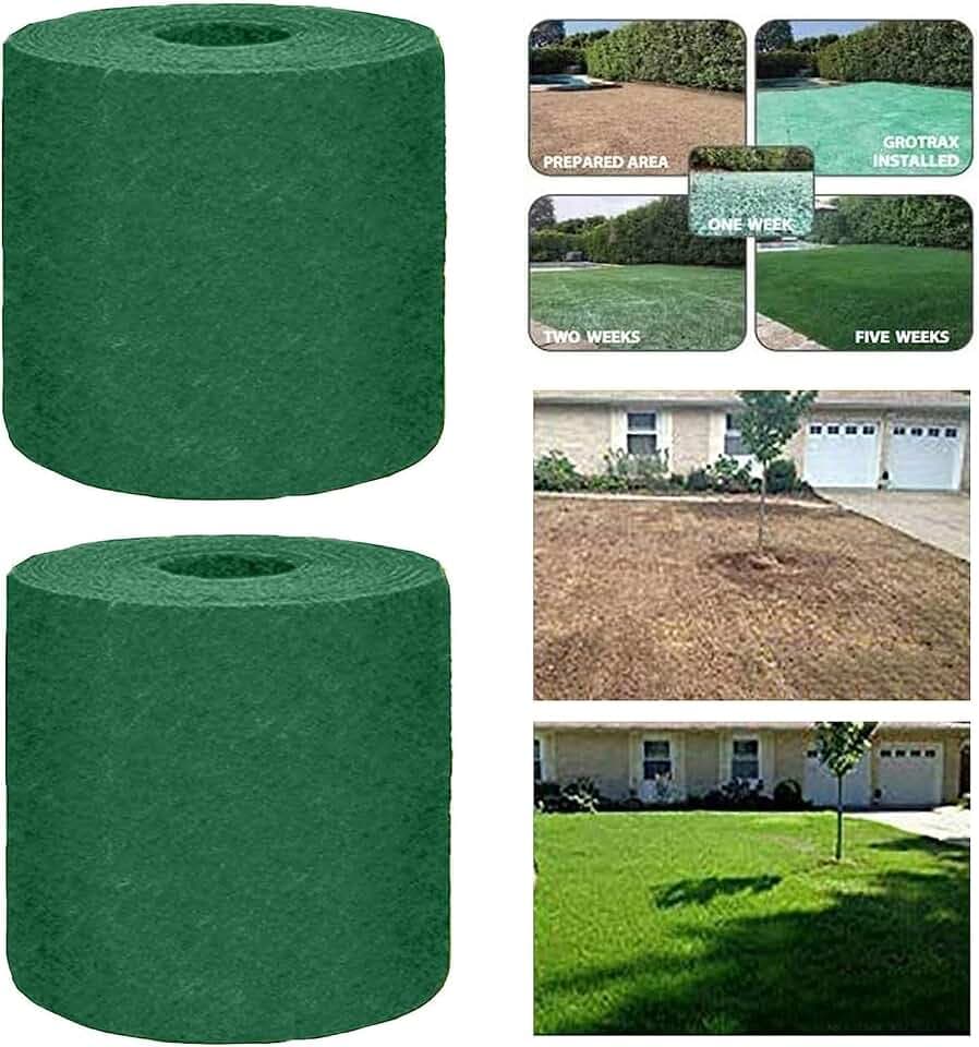 Grass Seed Mat Roll, Biodegradable Lawn Seed Mat,Backyard Plant Growing Grass Seed Germination Blanket, ​one-Piece Solution-just Water and Grow-not Fake or Artificial Tur, green