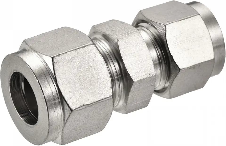sourcing map Klemmrohrverschraubung 304 Edelstahl 10 mm x 12 mm Rohr OD Doppelhülse gerade Kupplung Adapter