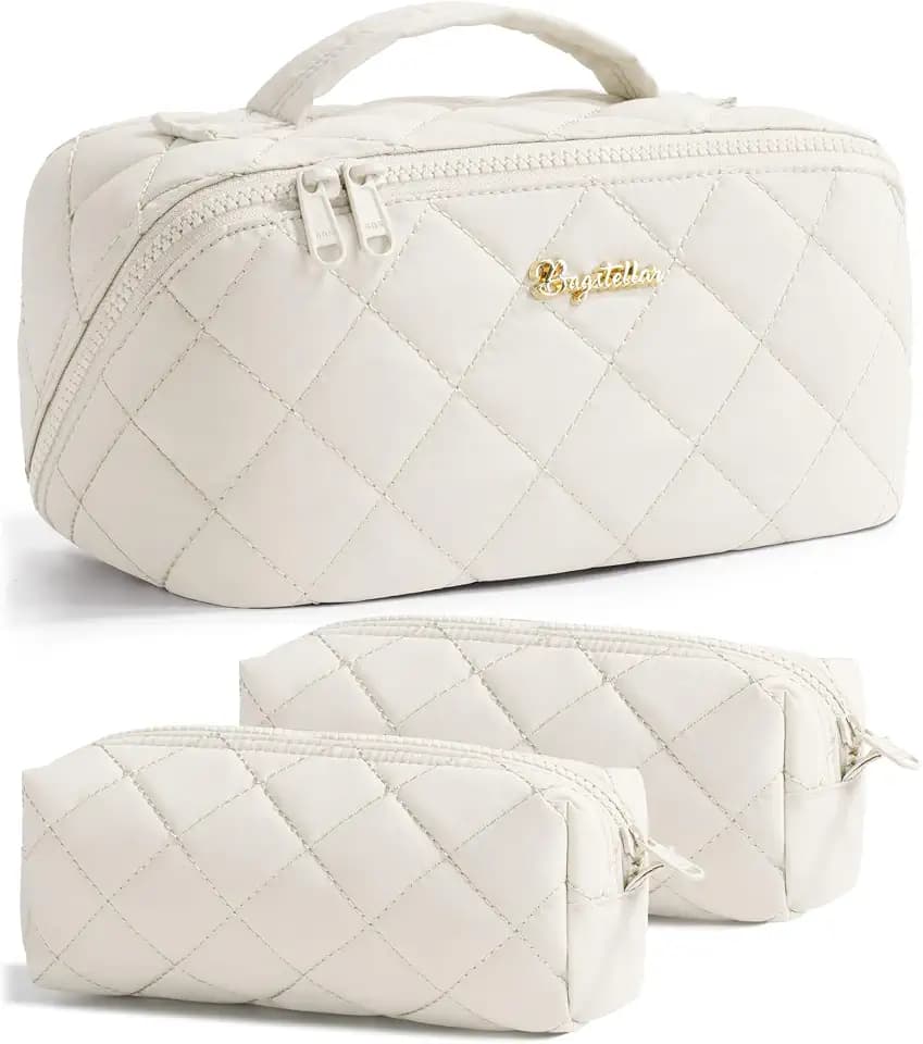 Travel Makeup Bag, Large Capacity Puffy Toiletry & Cosmetic Bag for Women