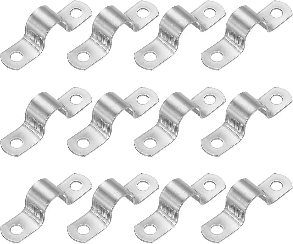 PATIKIL 5/9" (14mm) Rohrhalterung, 12 Stück 304 Edelstahl Rohrschelle 2-Loch Verdicken U-Halter Rohrschelle Rohrleitungsbügel für Rohr Kabel Draht Fixierung