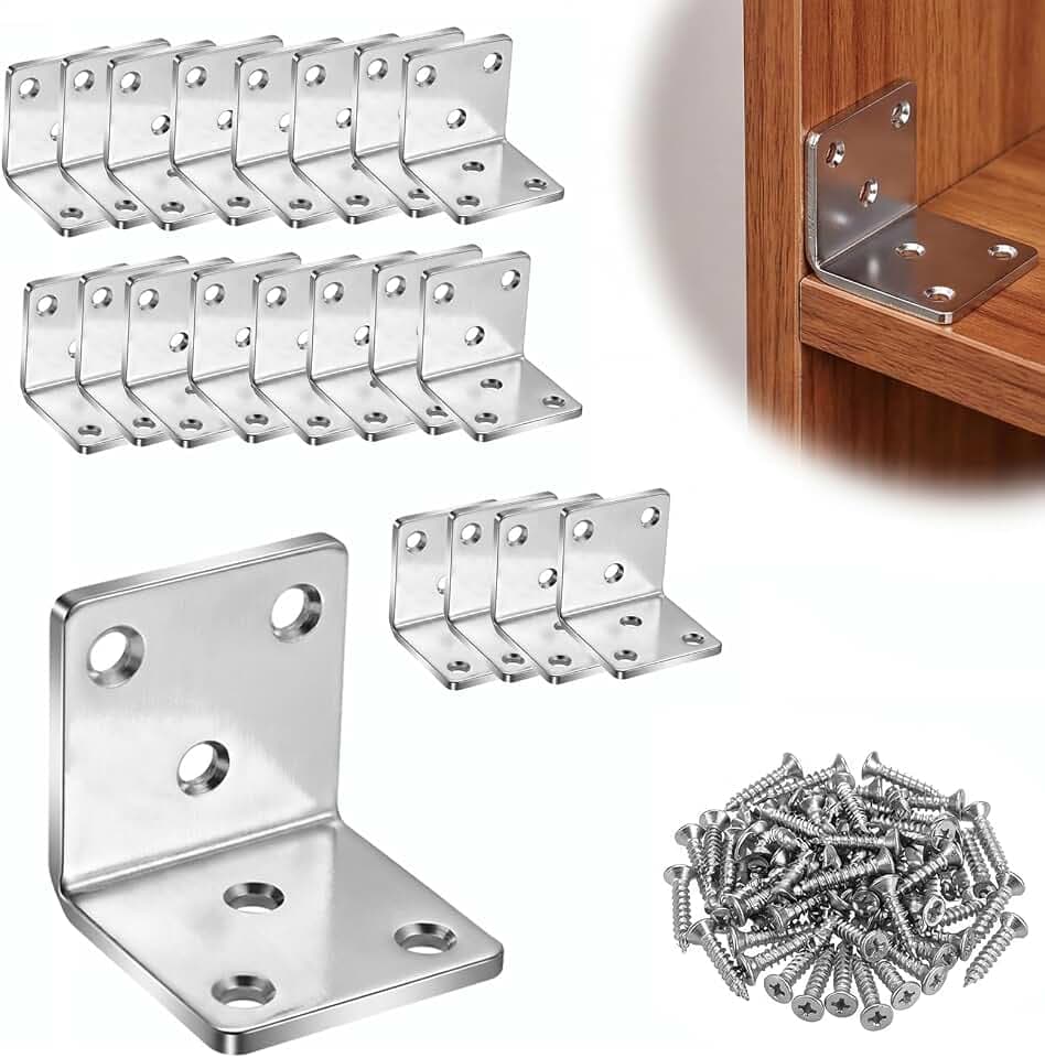 2" Stainless Steel L Bracket Heavy Duty 90 Degree Angle Bracket, 20 Pack