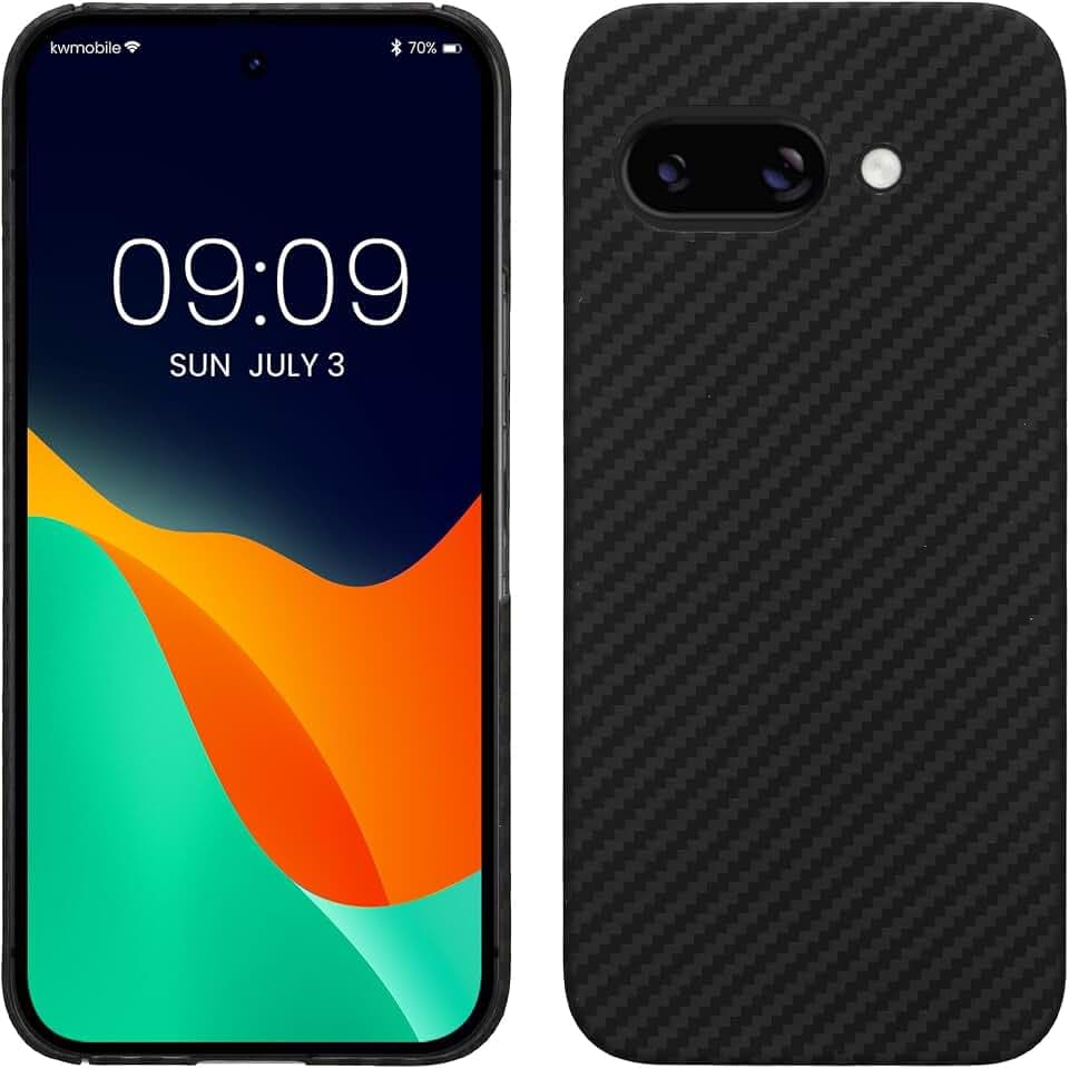 kalibri Schutzhülle kompatibel mit Google Pixel 9a - Hülle Aramid - Handy Cover Case Handyhülle Schwarz matt