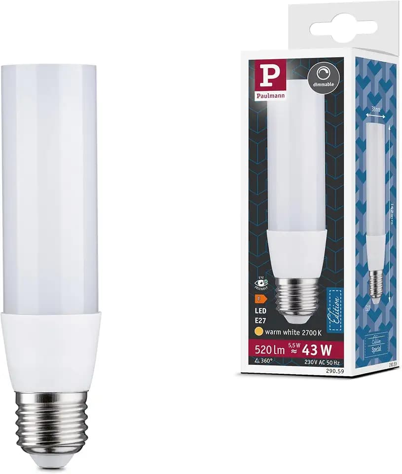 Paulmann 29059 Standard 230V LED Deco Pipe GU10 230V 5,5W 520lm dimmbar 38mm Satin Kunststoff 2700K - Warmweiß
