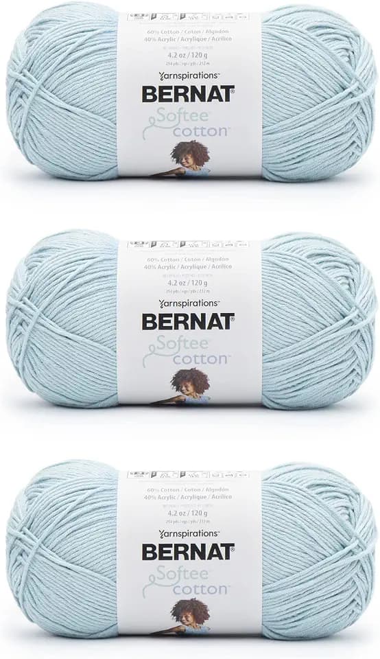 Bernat Softee Cotton Yarn for Crocheting Soft, Dusk Sky, 3-Pack